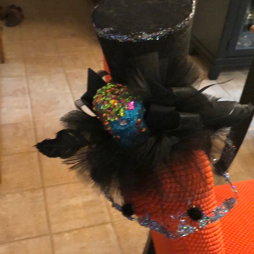 Sugar skull head band w/black eye “veil”